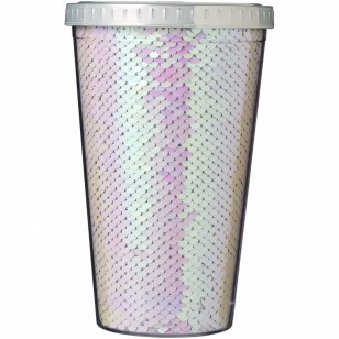 Akrylowy kubek Festus z cekinami o pojemności 470 ml