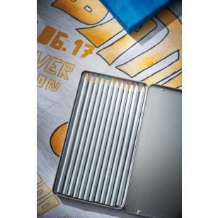 Zestaw kredek 12 szt SILVERSTAR, srebrny