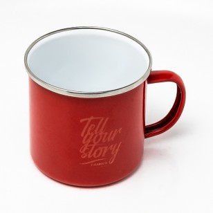 Kubek emaliowany Oldschool 500 ml, czerwony