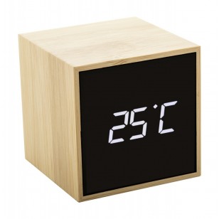bambusowy zegar z alarmem