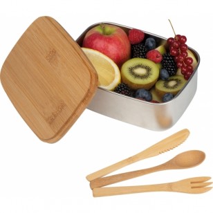 Lunchbox ze stali nierdzewnej z bambusową pokrywką