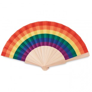 Tęczowy drewniany wachlarz BOWFAN