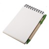 Notes Kraft 90x140/70k gładki z długopisem, zielony/beżowy