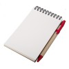 Notes Kraft 90x140/70k gładki z długopisem, czerwony/beżowy